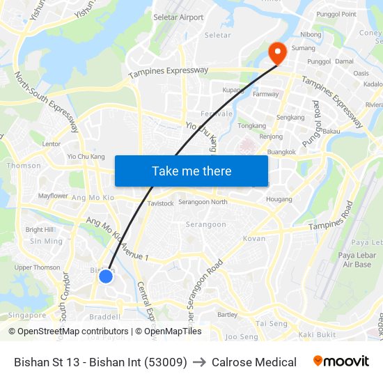 Bishan St 13 - Bishan Int (53009) to Calrose Medical map