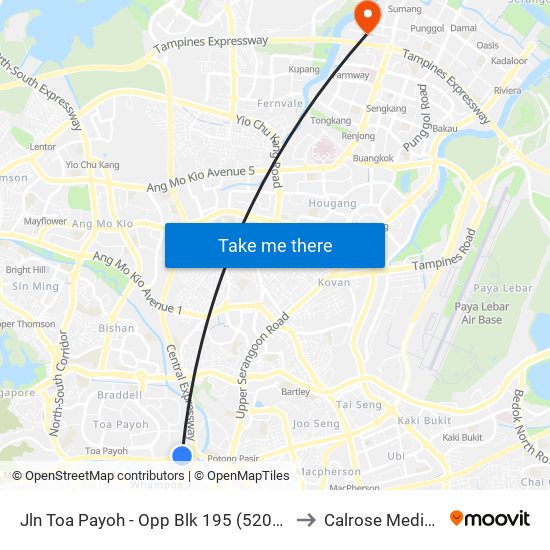 Jln Toa Payoh - Opp Blk 195 (52089) to Calrose Medical map