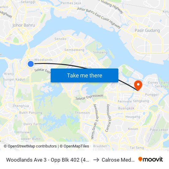 Woodlands Ave 3 - Opp Blk 402 (46499) to Calrose Medical map