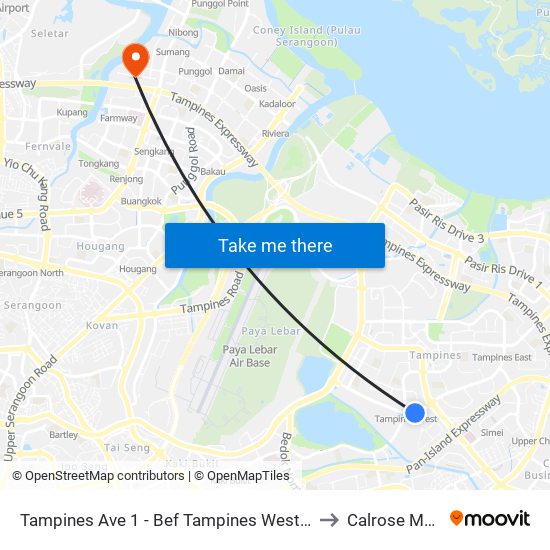 Tampines Ave 1 - Bef Tampines West Stn (75059) to Calrose Medical map