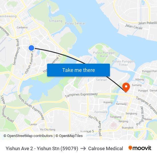 Yishun Ave 2 - Yishun Stn (59079) to Calrose Medical map