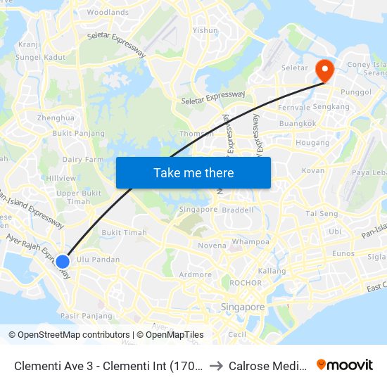 Clementi Ave 3 - Clementi Int (17009) to Calrose Medical map