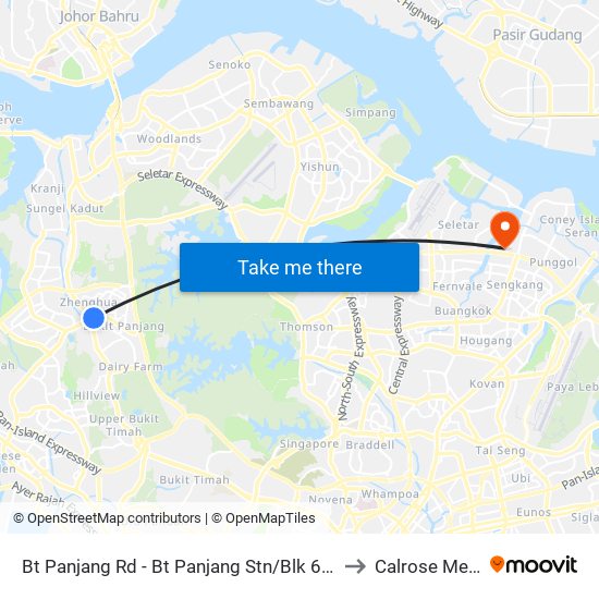 Bt Panjang Rd - Bt Panjang Stn/Blk 604 (44251) to Calrose Medical map