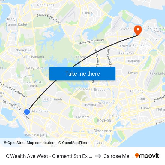 C'Wealth Ave West - Clementi Stn Exit A (17171) to Calrose Medical map