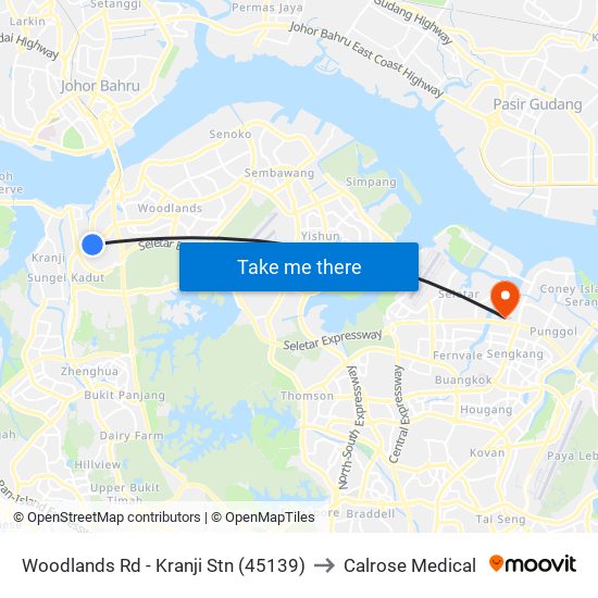 Woodlands Rd - Kranji Stn (45139) to Calrose Medical map