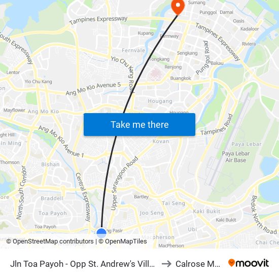 Jln Toa Payoh - Opp St. Andrew's Village (60089) to Calrose Medical map