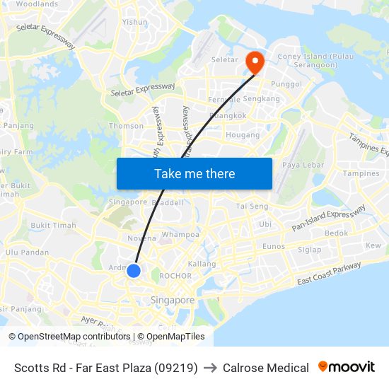 Scotts Rd - Far East Plaza (09219) to Calrose Medical map