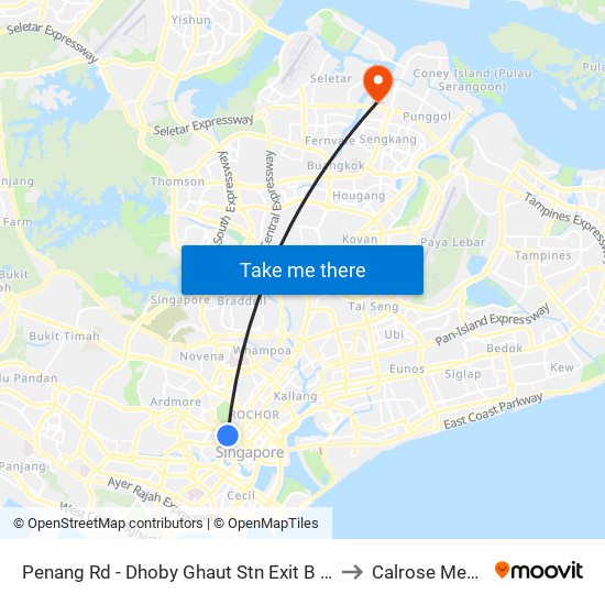 Penang Rd - Dhoby Ghaut Stn Exit B (08031) to Calrose Medical map