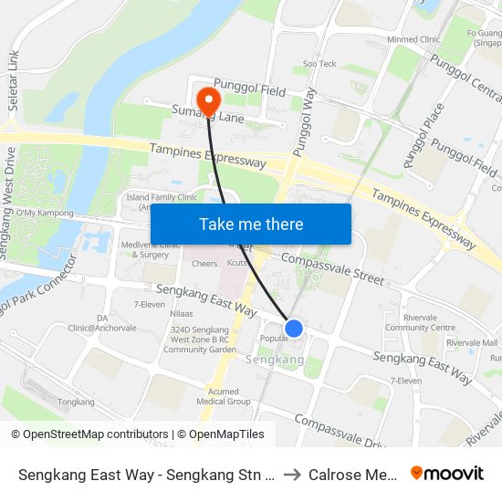 Sengkang East Way - Sengkang Stn (67409) to Calrose Medical map