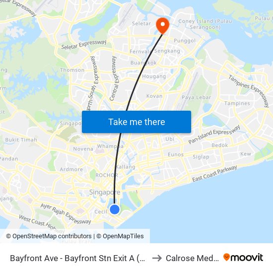 Bayfront Ave - Bayfront Stn Exit A (03519) to Calrose Medical map