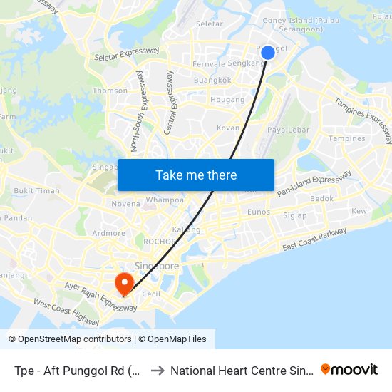 Tpe -  Aft Punggol Rd (65199) to National Heart Centre Singapore map