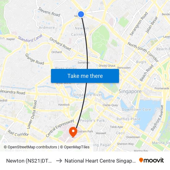 Newton (NS21|DT11) to National Heart Centre Singapore map