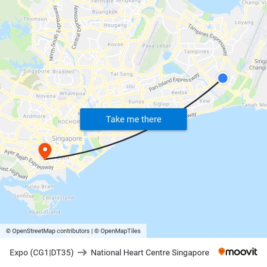 Expo (CG1|DT35) to National Heart Centre Singapore map