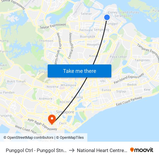 Punggol Ctrl - Punggol Stn/Int (65259) to National Heart Centre Singapore map