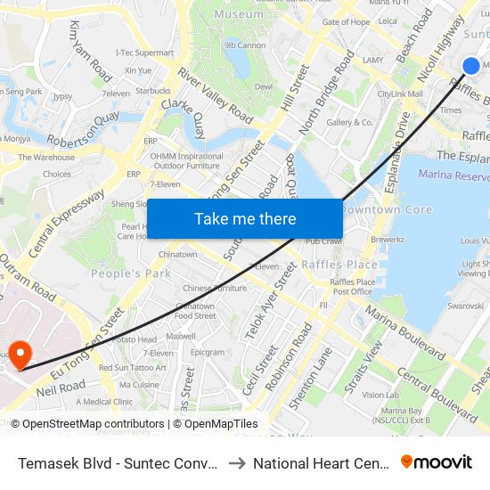 Temasek Blvd - Suntec Convention Ctr (02151) to National Heart Centre Singapore map