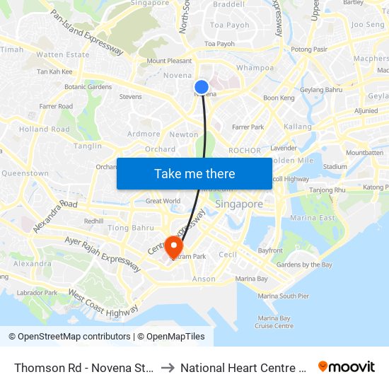 Thomson Rd - Novena Stn (50038) to National Heart Centre Singapore map