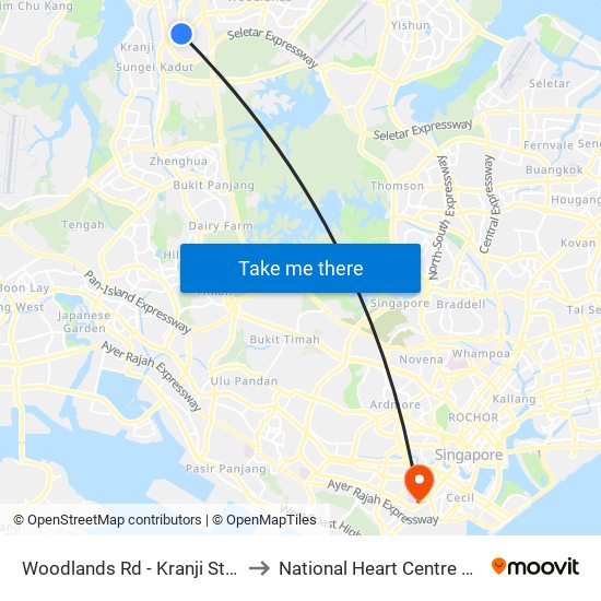 Woodlands Rd - Kranji Stn (45139) to National Heart Centre Singapore map