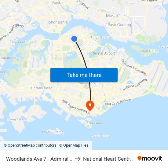 Woodlands Ave 7 - Admiralty Stn (46779) to National Heart Centre Singapore map