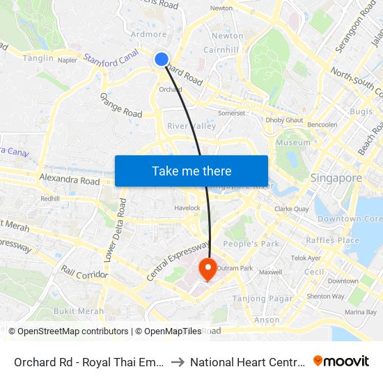 Orchard Rd - Royal Thai Embassy (09179) to National Heart Centre Singapore map