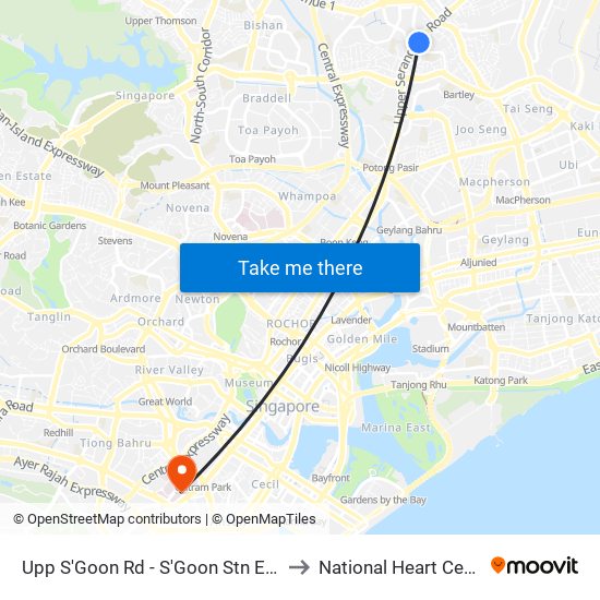 Upp S'Goon Rd - S'Goon Stn Exit A/Blk 413 (62139) to National Heart Centre Singapore map