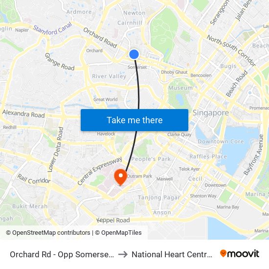Orchard Rd - Opp Somerset Stn (09038) to National Heart Centre Singapore map