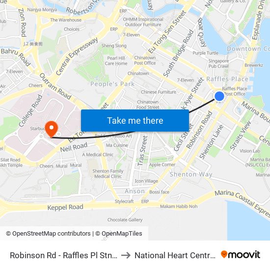 Robinson Rd - Raffles Pl Stn Exit F (03031) to National Heart Centre Singapore map