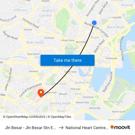 Jln Besar - Jln Besar Stn Exit A (07529) to National Heart Centre Singapore map