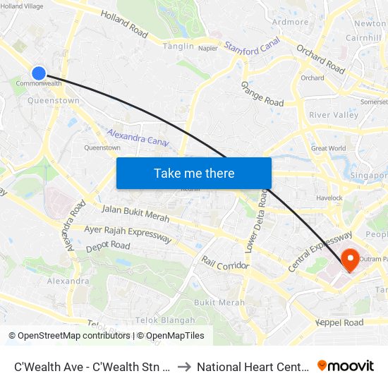 C'Wealth Ave - C'Wealth Stn Exit B/C (11169) to National Heart Centre Singapore map