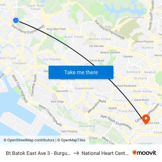 Bt Batok East Ave 3 - Burgundy Hill (42319) to National Heart Centre Singapore map