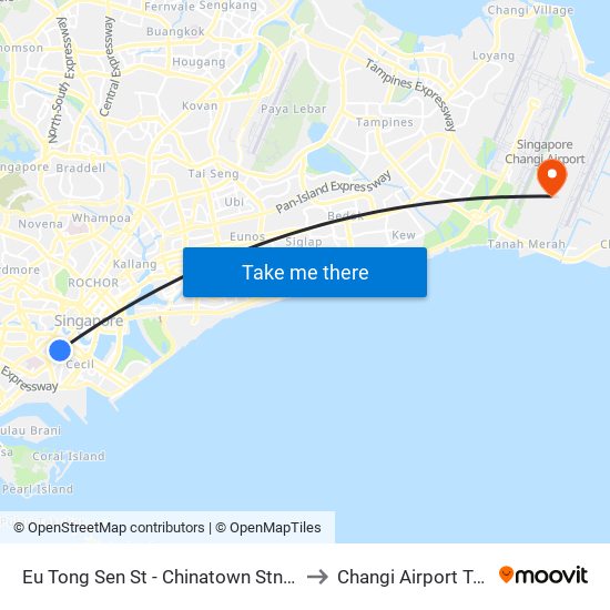 Eu Tong Sen St - Chinatown Stn Exit C (05013) to Changi Airport Terminal 5 map