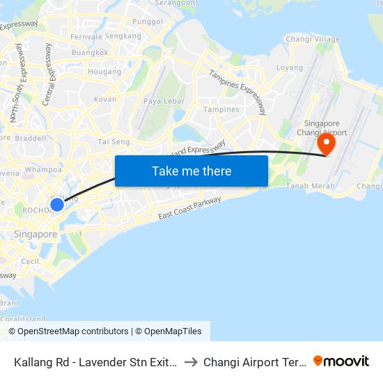 Kallang Rd - Lavender Stn Exit B (01311) to Changi Airport Terminal 5 map