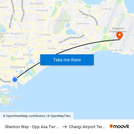Shenton Way - Opp Axa Twr (03217) to Changi Airport Terminal 5 map