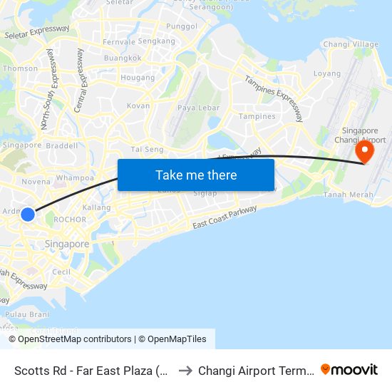 Scotts Rd - Far East Plaza (09219) to Changi Airport Terminal 5 map