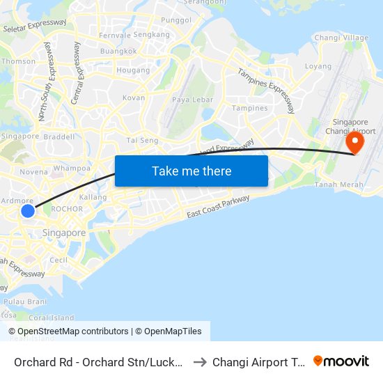 Orchard Rd - Orchard Stn/Lucky Plaza (09048) to Changi Airport Terminal 5 map