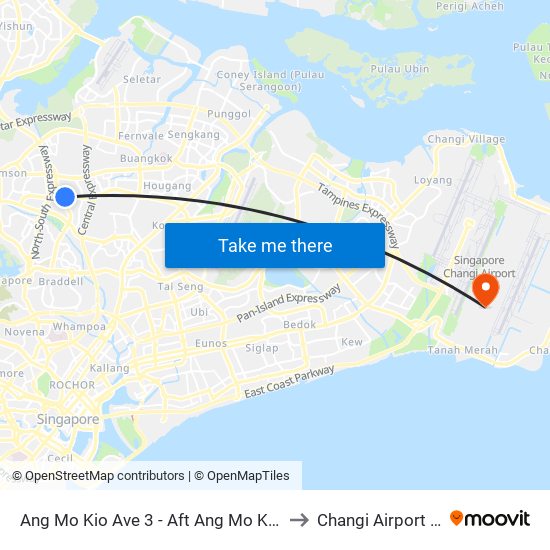 Ang Mo Kio Ave 3 - Aft Ang Mo Kio Stn Exit A (54261) to Changi Airport Terminal 5 map