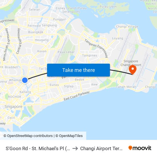 S'Goon Rd - St. Michael's Pl (60161) to Changi Airport Terminal 5 map
