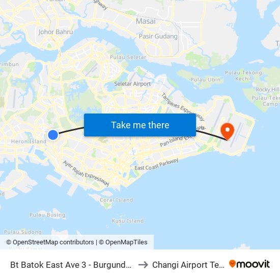 Bt Batok East Ave 3 - Burgundy Hill (42319) to Changi Airport Terminal 5 map