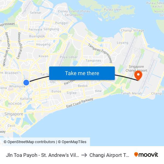 Jln Toa Payoh - St. Andrew's Village (60081) to Changi Airport Terminal 5 map