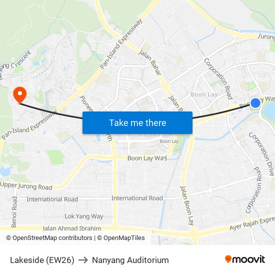 Lakeside (EW26) to Nanyang Auditorium map