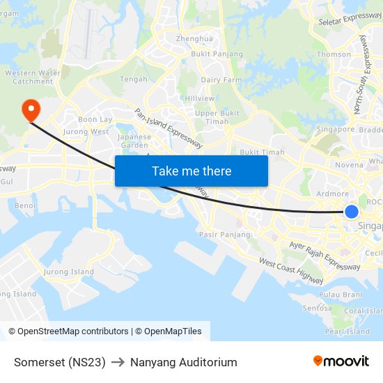 Somerset (NS23) to Nanyang Auditorium map