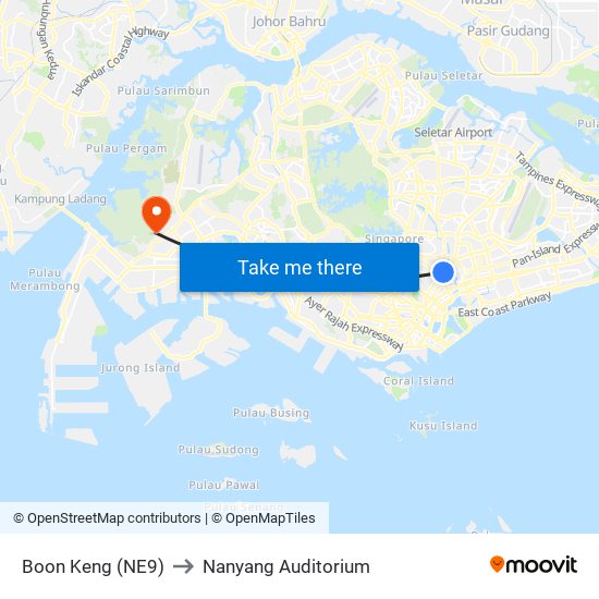 Boon Keng (NE9) to Nanyang Auditorium map