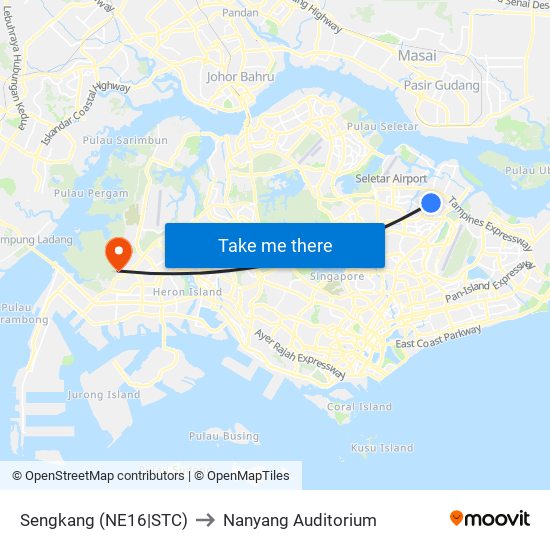 Sengkang (NE16|STC) to Nanyang Auditorium map