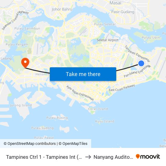 Tampines Ctrl 1 - Tampines Int (75009) to Nanyang Auditorium map