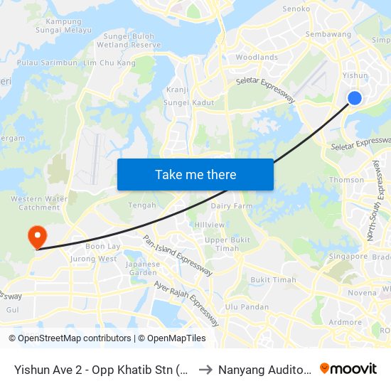 Yishun Ave 2 - Opp Khatib Stn (59049) to Nanyang Auditorium map