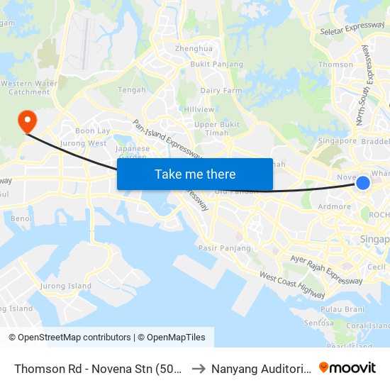 Thomson Rd - Novena Stn (50038) to Nanyang Auditorium map