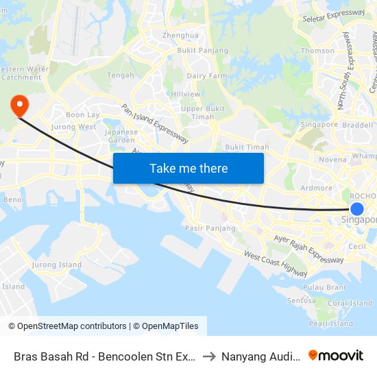 Bras Basah Rd - Bencoolen Stn Exit B (08069) to Nanyang Auditorium map