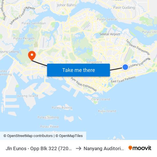 Jln Eunos - Opp Blk 322 (72019) to Nanyang Auditorium map