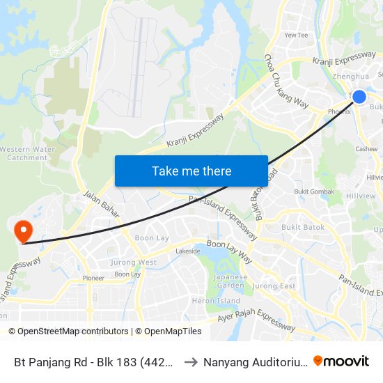 Bt Panjang Rd - Blk 183 (44259) to Nanyang Auditorium map