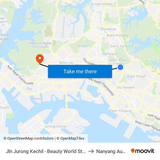 Jln Jurong Kechil - Beauty World Stn Exit C (42151) to Nanyang Auditorium map