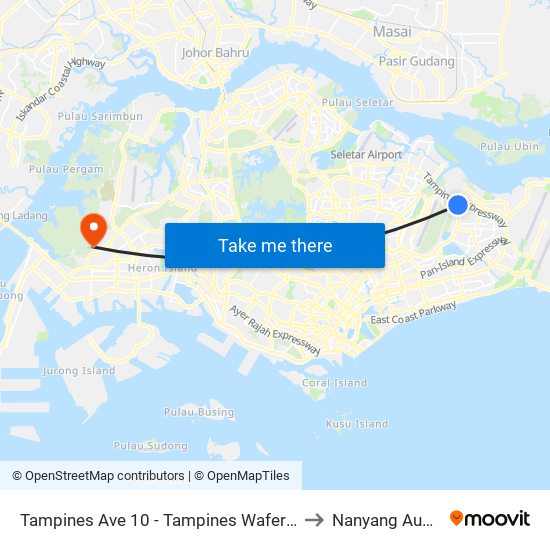 Tampines Ave 10 - Tampines Wafer Fab Pk (75351) to Nanyang Auditorium map